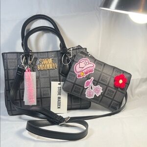 Steve Madden Black Satchel with Fun Patches